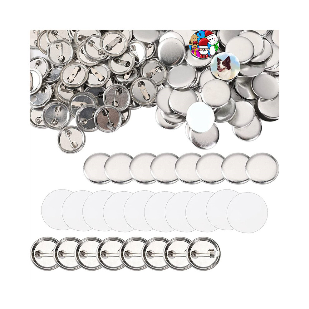 600 Pcs Blank Button Making Supplies 25Mm/1Inch Back Button Pin Making Kit Metal Badge Parts for Button Making Machine