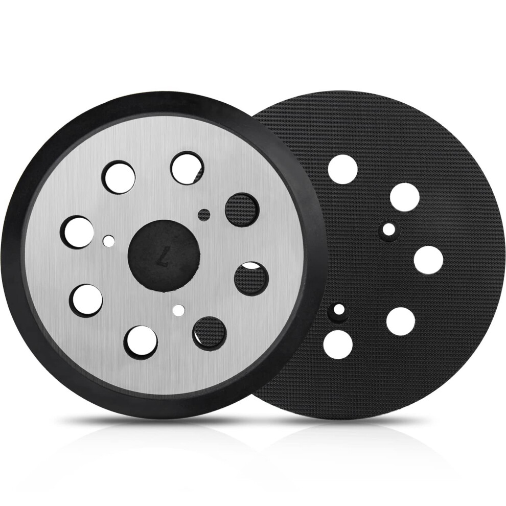 2-Pack Sander Pads for Makita Orbital MT922, 5 inch 8-Hole Replacement Hook and Loop Sanding Disc Metal Back and Rubber