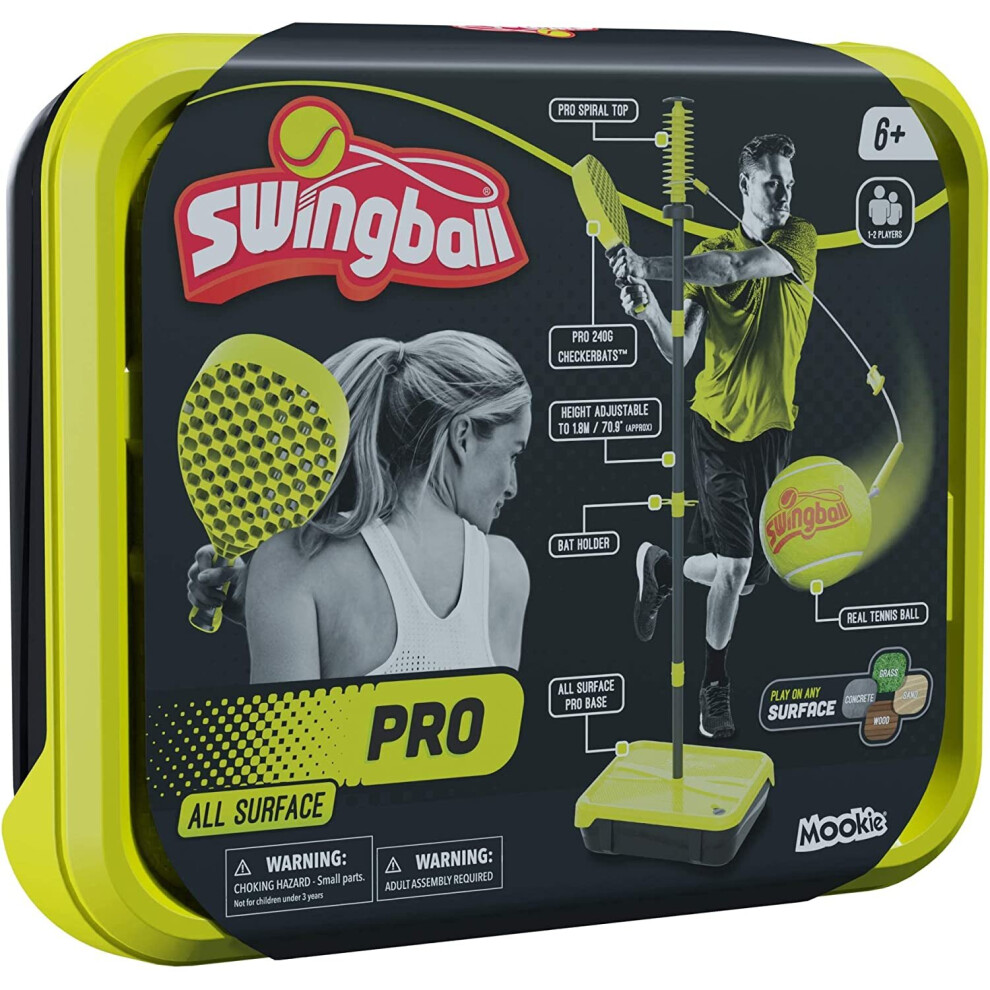 Pro All Surface Swingball | Swingball's Ultimate Game for 6+ to Adults | Real Tennis Ball and 2 Power Bats | Superior All Surface Base 