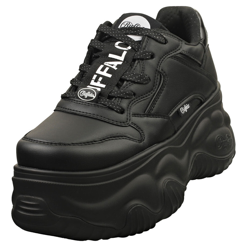 (5) Buffalo Blader One Vegan Womens Platform Trainers in Black
