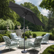 (Black) Greenbay 2.5M Round Garden Parasol Umbrella Patio Outdoor Sun Shade Crank Tilt