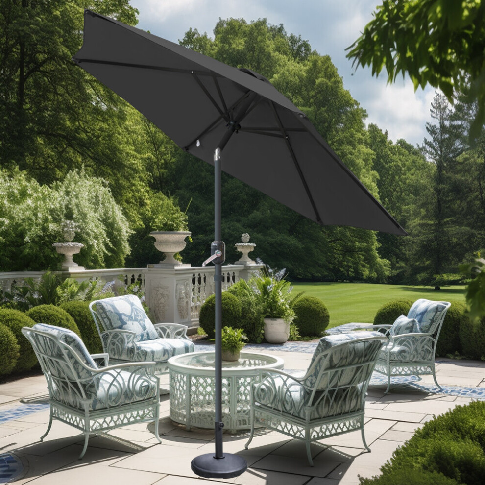 Green Bay (Black) Greenbay 2.5M Round Garden Parasol Umbrella Patio Outdoor Sun Shade Crank Tilt Black