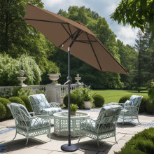 (Taupe) Greenbay 2.5M Round Garden Parasol Umbrella Patio Outdoor Sun Shade Crank Tilt