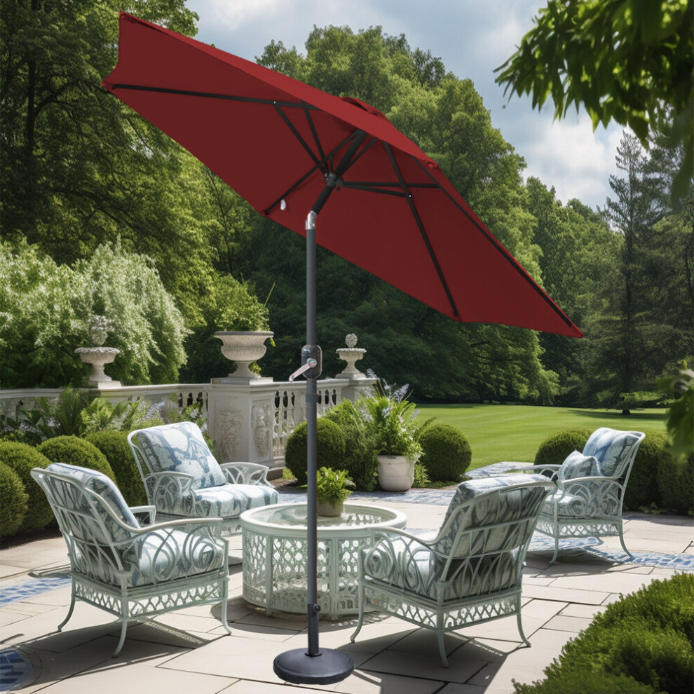 Green Bay (Wine) Greenbay 2.5M Round Garden Parasol Umbrella Patio Outdoor Sun Shade Crank Tilt