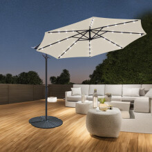 Greenbay 3M Cream Cantilever Banana Parasol with LED Lights Outdoor Garden Sun Shade