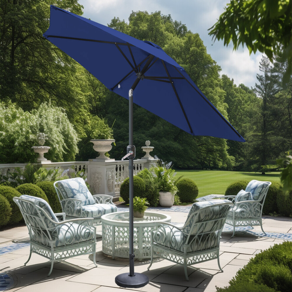 (Blue) Greenbay 2.5M Round Garden Parasol Umbrella Patio Outdoor Sun Shade Crank Tilt