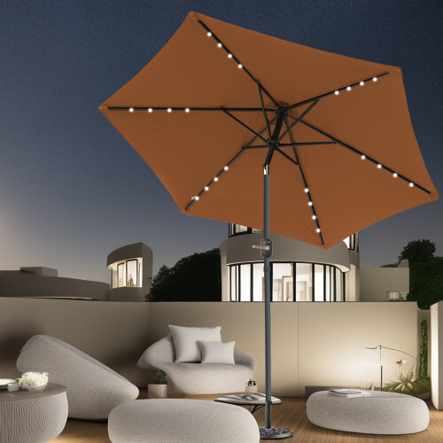 Greenbay 2.5M Garden Parasol Tilting Round Umbrella LED Lights Outdoor ...