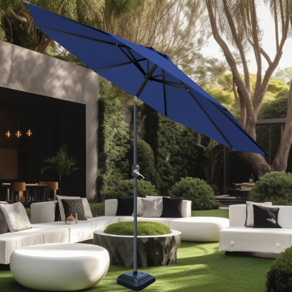 (Blue) Greenbay 3M Round Garden Parasol Umbrella Patio Outdoor Sun Shade Crank Tilt