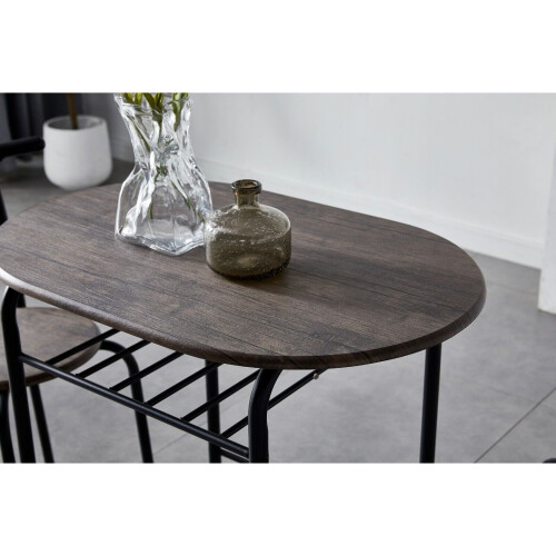 MCC (DISTRESSED GREY) Dining Table and Chairs Set Metal Wood Effect Kitchen Table Dining Chairs Barley 1