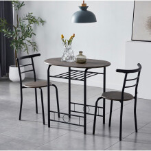 (DISTRESSED GREY) Dining Table and Chairs Set Metal Wood Effect Kitchen Table Dining Chairs Barley