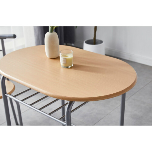 MCC (NATURAL) Dining Table and Chairs Set Metal Wood Effect Kitchen Table Dining Chairs Barley 2