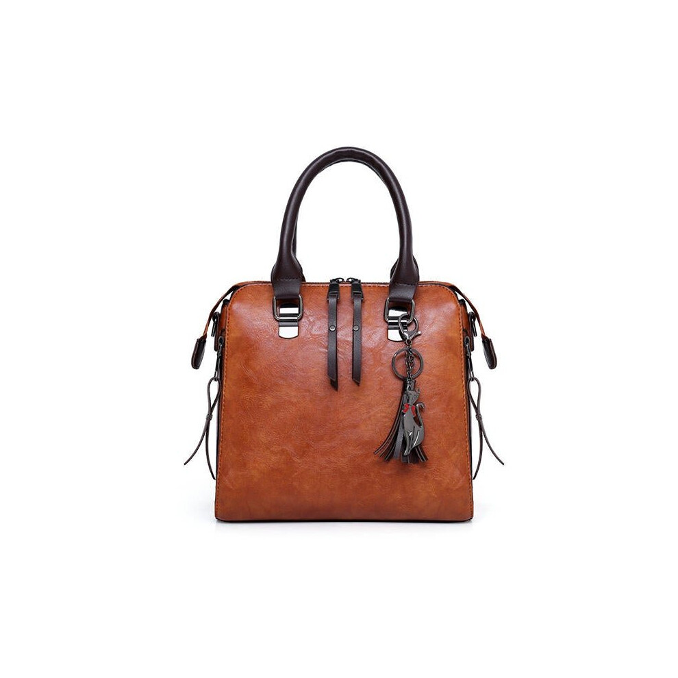 (Brown) 4 PCS Women Faux Leather Handbag Vintage Elegant Multi-function Crossbody Bag