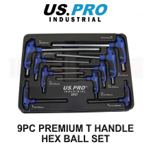 US PRO INDUSTRIAL 9pc Premium T-Handle Hex Allen key Set, Ball End Keys 4557