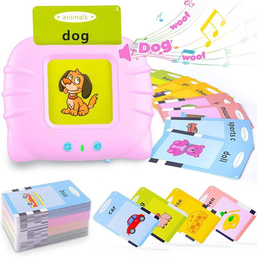 (Pink) Talking Flash Cards For Toddlers Preschool Words Learning Cards Toy For Kids