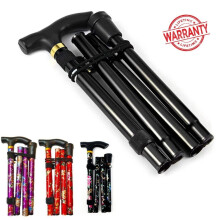 (Black Flower) Walking Stick Easy Fold Adjustable Cane Lightweight Mobility Collapsible Sticks