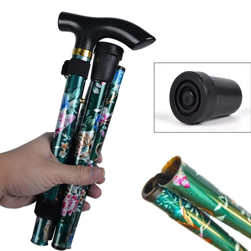 (Black) Walking Stick Easy Fold Adjustable Cane Lightweight Mobility Collapsible Sticks 2