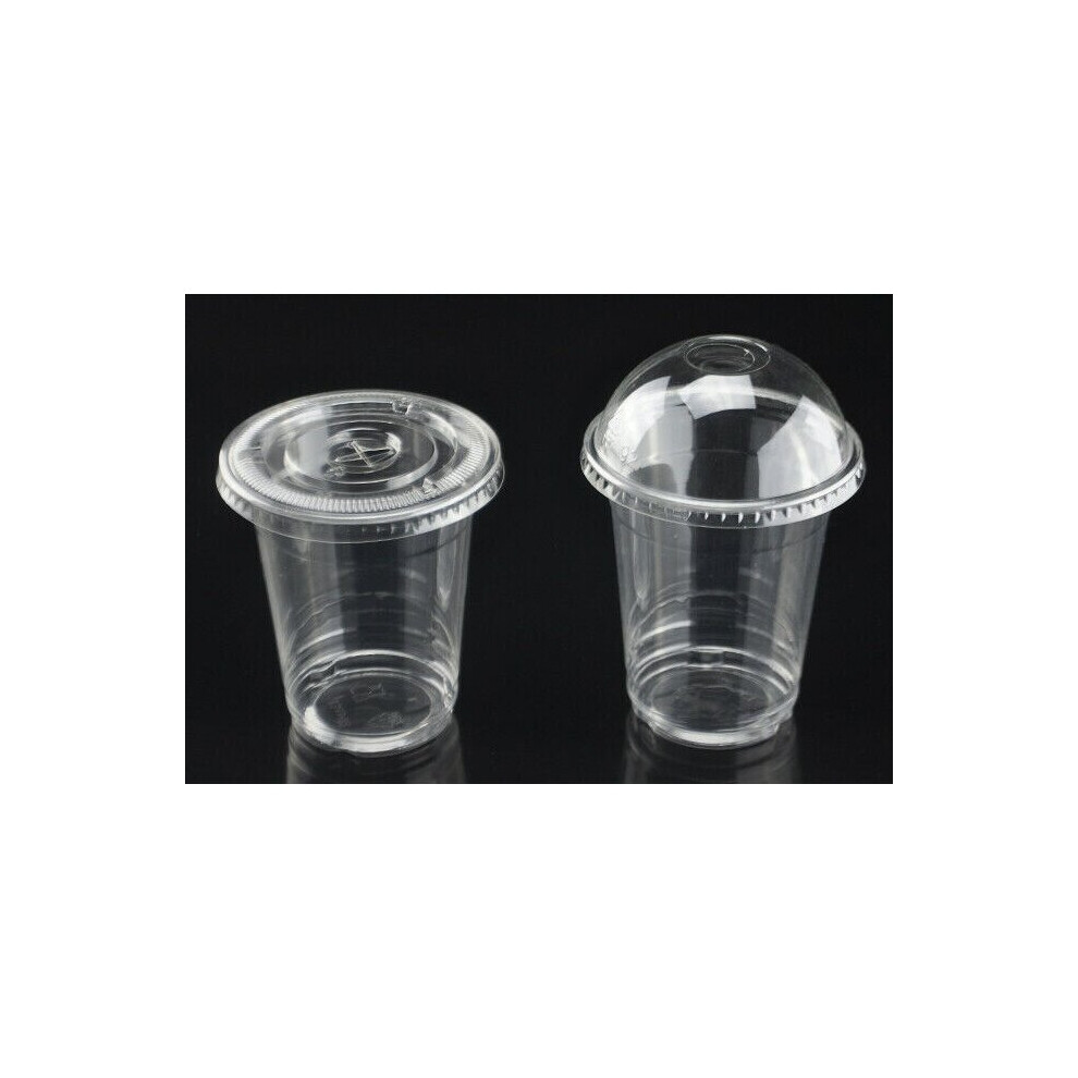 Smoothie Milkshake Cups Lids 10oz 12oz 15oz Clear Plastic Domed Disposable