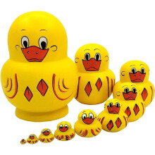 10pcs Animal Model Wooden Nesting Toys Russian Nesting Dolls Matryoshka Stacking Dolls (Duck)