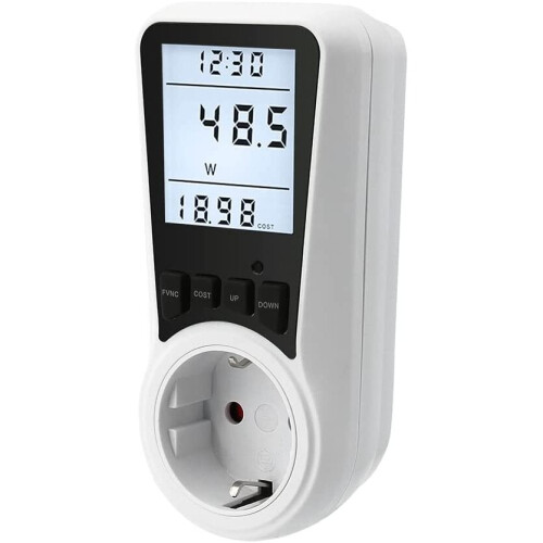 Socket Power Meter, Dual Rate Electricity Meter, Energy Consumption Meter with LCD Backlight