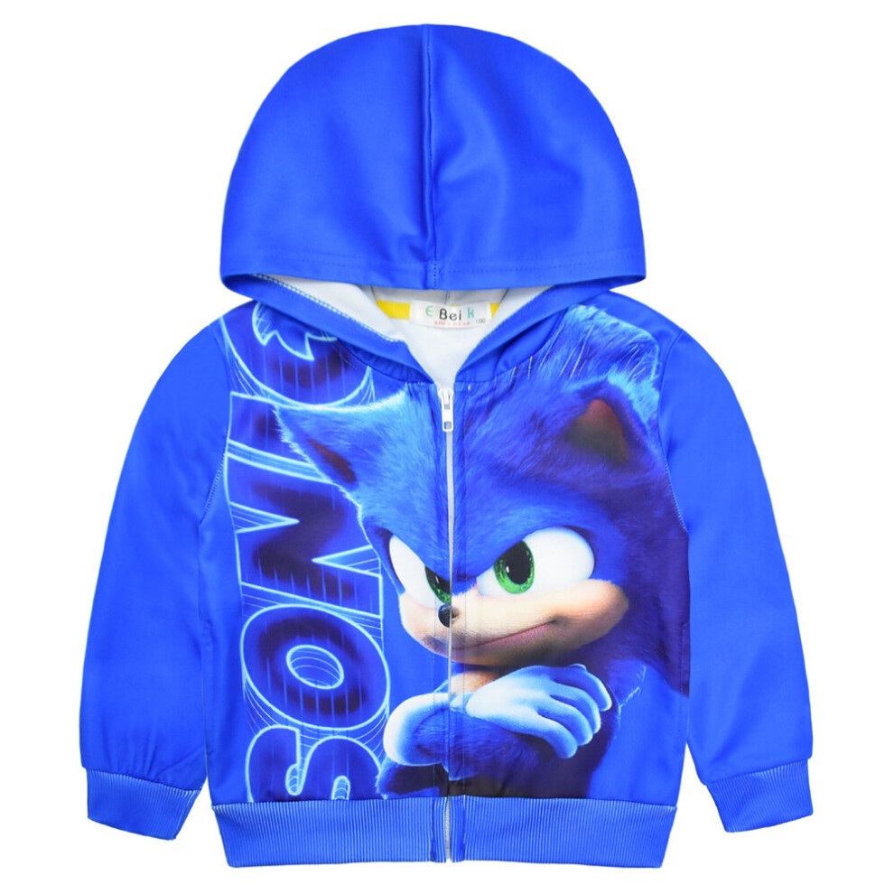 (5-6 Years) Sonic The Hedgehog Boys Sweatshirt Coat Zipper Hoodies Jacket Sports Tops Kids Long Sleeve Outerwear