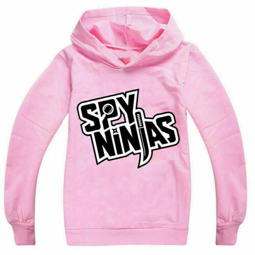 (9-10 Years, Pink) Kids Boys Girls SPY NINJA Inspired Hoodie Hooded Merch Tops Tee Shirt Sweatshirt Hoody Pullover Jumper
