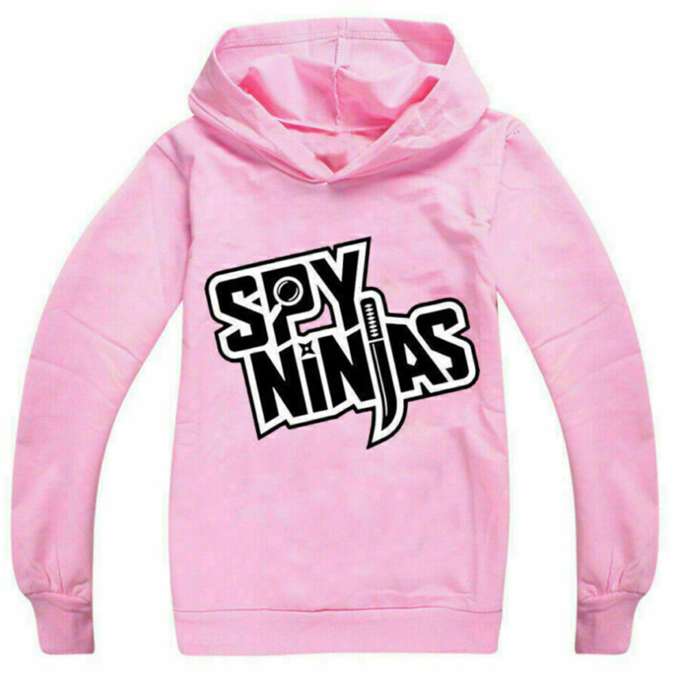 (9-10 Years, Pink) Kids Boys Girls SPY NINJA Inspired Hoodie Hooded Merch Tops Tee Shirt Sweatshirt Hoody Pullover Jumper