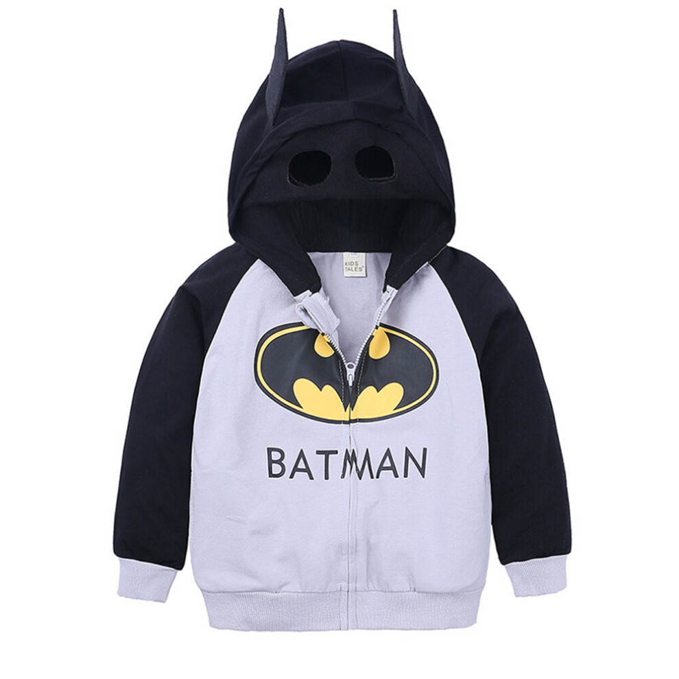 (5-6 Years, Batman) The Avengers Kids Boys Children Hoodie Spider-Man Batman Zipper Coat Jacket Long Sleeve Tops Christmas Birthday Party Gift