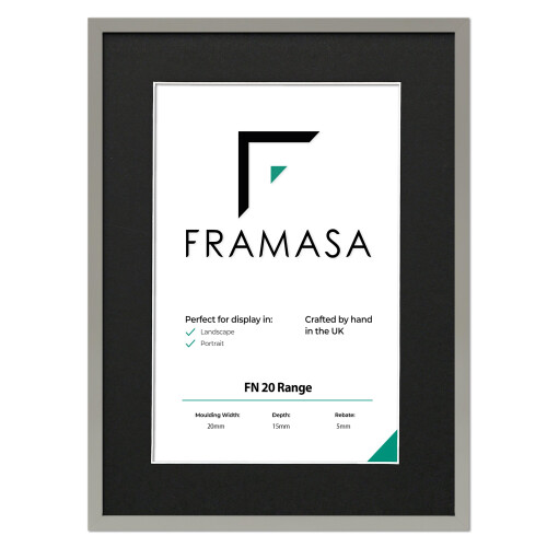 (Grey Frame Black Mount, A4 Pic (A3 Frame)) Thin Matt Picture Frames Grey Photo Frames Poster Frames With Black, White or Ivory Mounts