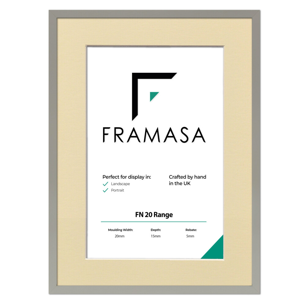 (Grey Frame Ivory Mount, A6 Pic (A5 Frame)) Thin Matt Picture Frames Grey Photo Frames Poster Frames With Black, White or Ivory Mounts-image-OPC-P76C8KB-NEW