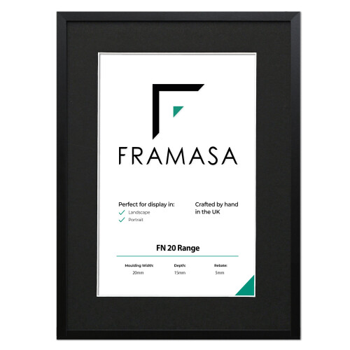 (Black Frame Black Mount, A5 Pic (A4 Frame)) Thin Matt Picture Frames Black Photo Frames Poster Frames With Black, White or Ivory Mounts