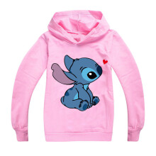 (7-8 Years, Pink) Disney Lilo and Stitch Hoodies Hooded Jumper Tops Long Sleeve Pullover Top Sweatshirt Kids Boys Girls Christmas Gift