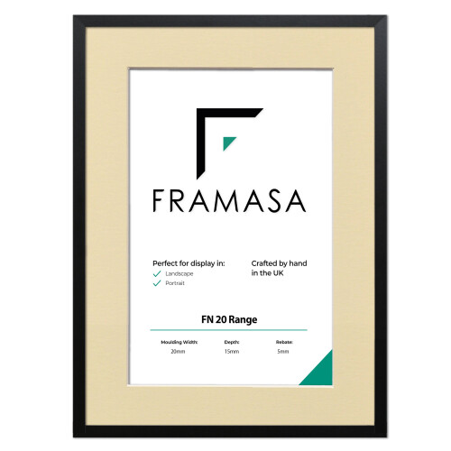 (Black Frame Ivory Mount, A4 Pic (A3 Frame)) Thin Matt Picture Frames Black Photo Frames Poster Frames With Black, White or Ivory Mounts