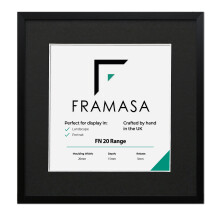 (Black Frame Black Mount, 5x5 Pic (7x7 Frame)) Thin Matt Picture Frames Black Photo Frames Poster Frames With Black, White or Ivory Mounts