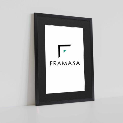 (Black Frame Black Mount, A5 Pic (A4 Frame)) Thin Matt Picture Frames Black Photo Frames Poster Frames With Black, White or Ivory Mounts 1