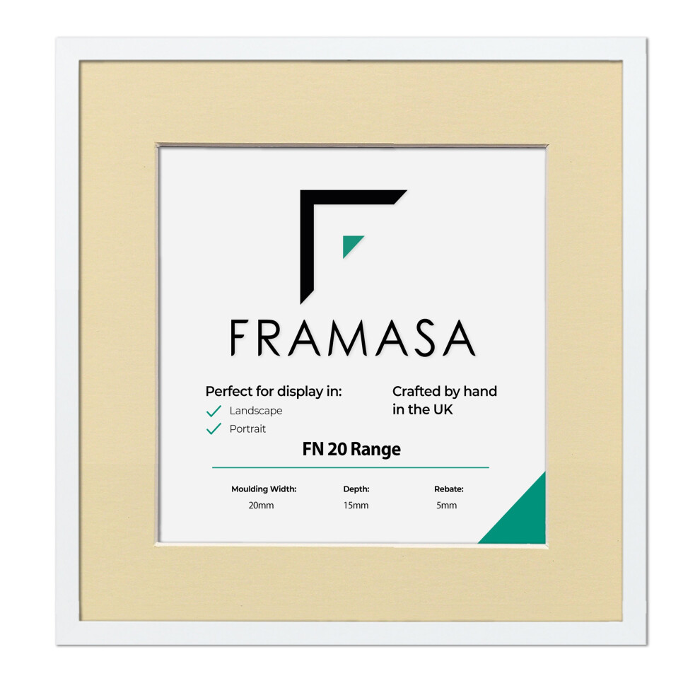 (White Frame Ivory Mount, 12x12 Pic (14x14 Frame)) Thin Matt Picture Frames White Photo Frames Poster Frames With Black, White or Ivory Mounts-image-OPC-P76C8B8-NEW