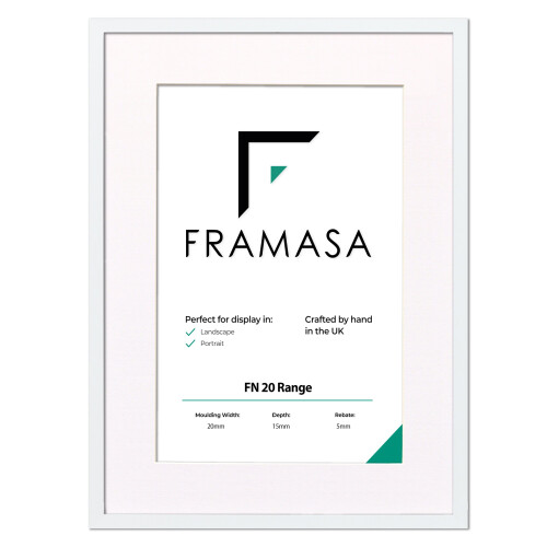 (White Frame White Mount, A3 Pic (A2 Frame)) Thin Matt Picture Frames White Photo Frames Poster Frames With Black, White or Ivory Mounts