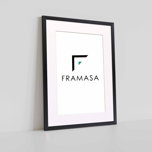 (Black Frame White Mount, A3 Pic (A2 Frame)) Thin Matt Picture Frames Black Photo Frames Poster Frames With Black, White or Ivory Mounts 1