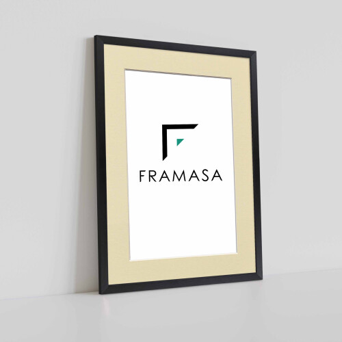 (Black Frame Ivory Mount, A4 Pic (A3 Frame)) Thin Matt Picture Frames Black Photo Frames Poster Frames With Black, White or Ivory Mounts 1