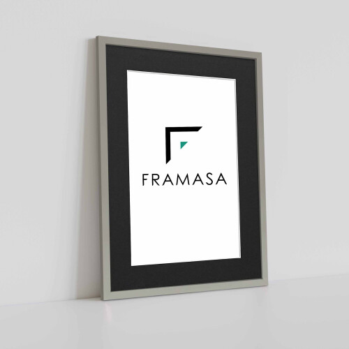 (Grey Frame Black Mount, A4 Pic (A3 Frame)) Thin Matt Picture Frames Grey Photo Frames Poster Frames With Black, White or Ivory Mounts 1