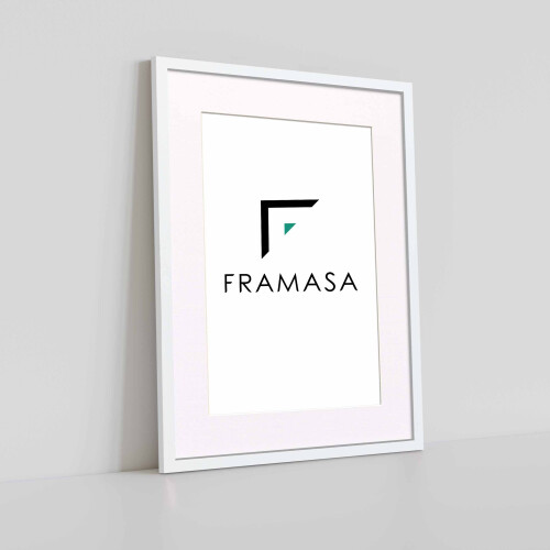 (White Frame White Mount, A3 Pic (A2 Frame)) Thin Matt Picture Frames White Photo Frames Poster Frames With Black, White or Ivory Mounts 1
