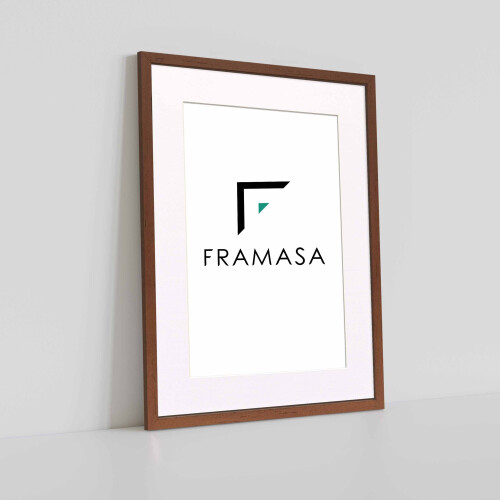 (Walnut Frame White Mount, A3 Pic (A2 Frame)) Thin Matt Picture Frames Walnut Photo Frames Poster Frames With Black, White or Ivory Mounts 1