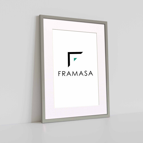 (Grey Frame White Mount, A4 Pic (A3 Frame)) Thin Matt Picture Frames Grey Photo Frames Poster Frames With Black, White or Ivory Mounts 1