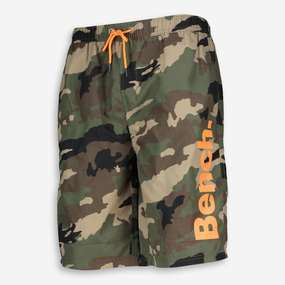 (Khaki Camo, S) Bench Mens Swim Shorts Mesh Lined Camo Beach Holiday Summer Casual Half Pants