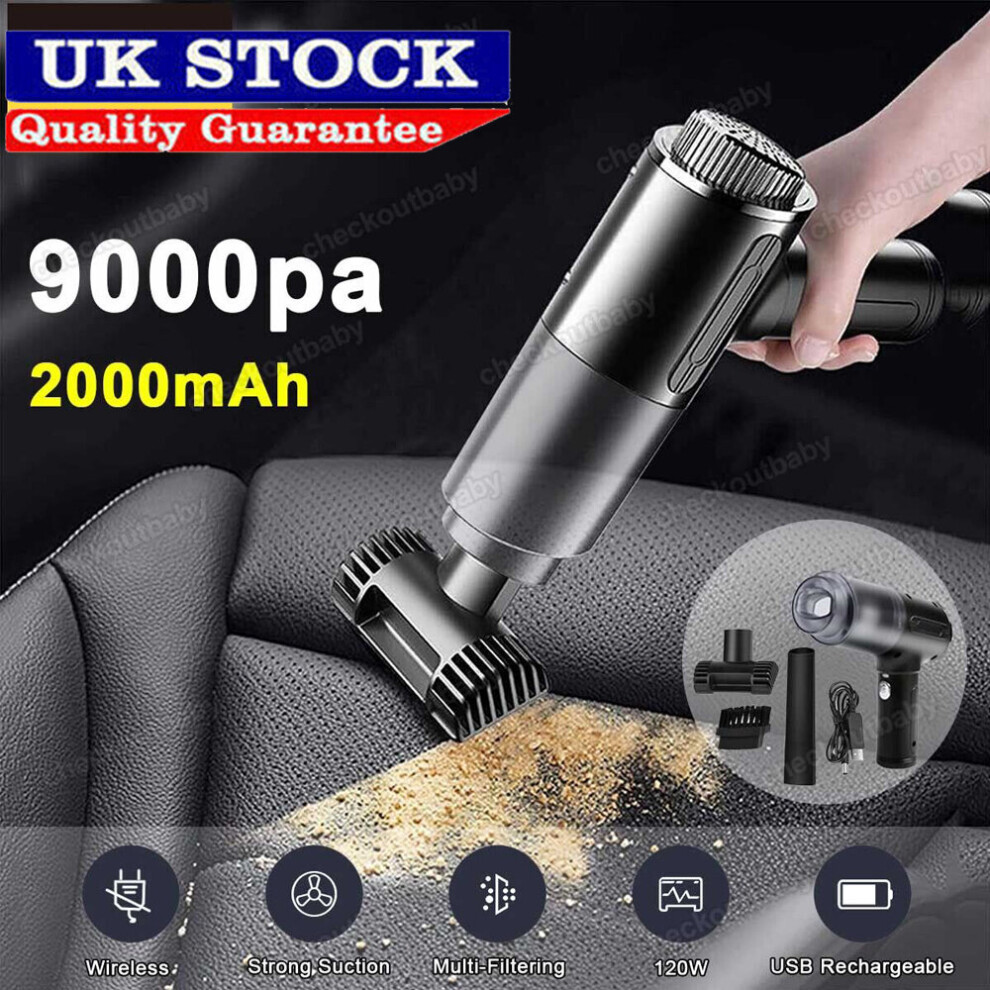 Sinodragon 9000Pa Vacuum Cleaner Rechargeable Handheld Cordless Hoover Car & Home Black
