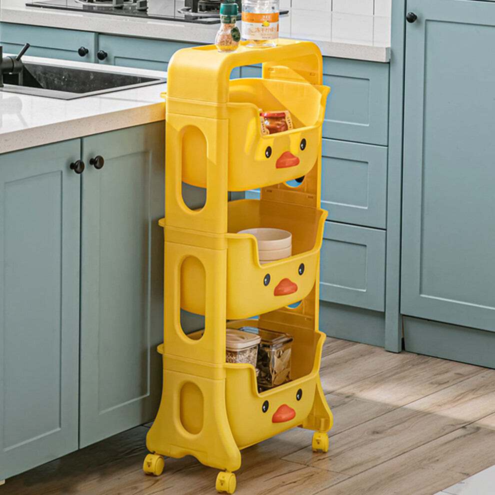 (3-Tier) Trolley Storage Rack Shelf for Kitchen Bathroom Living Room