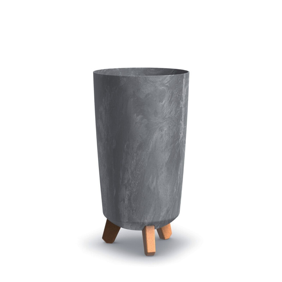 Urbn-Garden (200Mm, Marengo ) Tall Slim Concrete Look Plastic Planter Flower Soil Pot Indoor Outdoor With Legs Grey