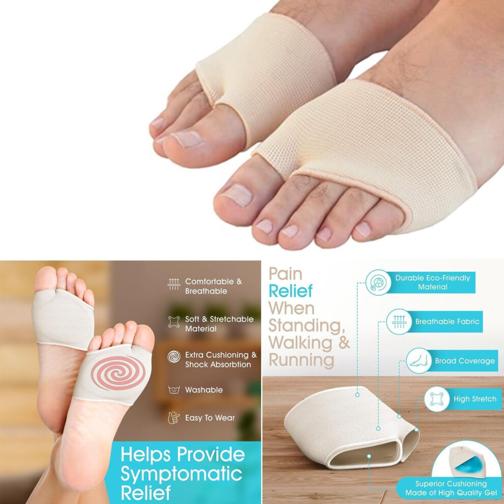 Metatarsal Foot Pad 2Pcs Fabric Gel Cushion Forefoot Pain Relief