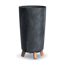 (240mm , Anthracite ) Tall Slim Concrete Look Plastic Planter Flower Soil Pot Indoor Outdoor With Legs