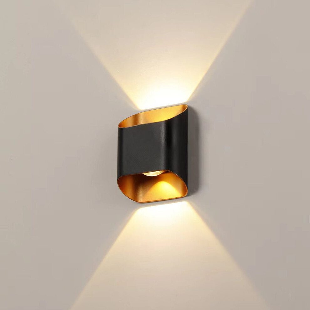 (Black Gold WarmWhite) IP65 LED Wall Lamp Outdoor Waterproof Up and Down Wall Light Indoor Decoration