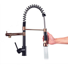 (Rose Gold Black) Kitchen Faucet With Dual Nozzle Pull Down Sprayer Contemporary Single Handle Kitchen Sink Faucet Solid Brass Spring Kitchen Faucet